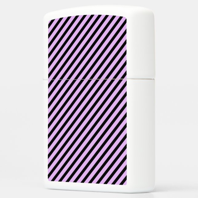 Cute Black And Purple Striped Pattern Zippo Lighter (Left)