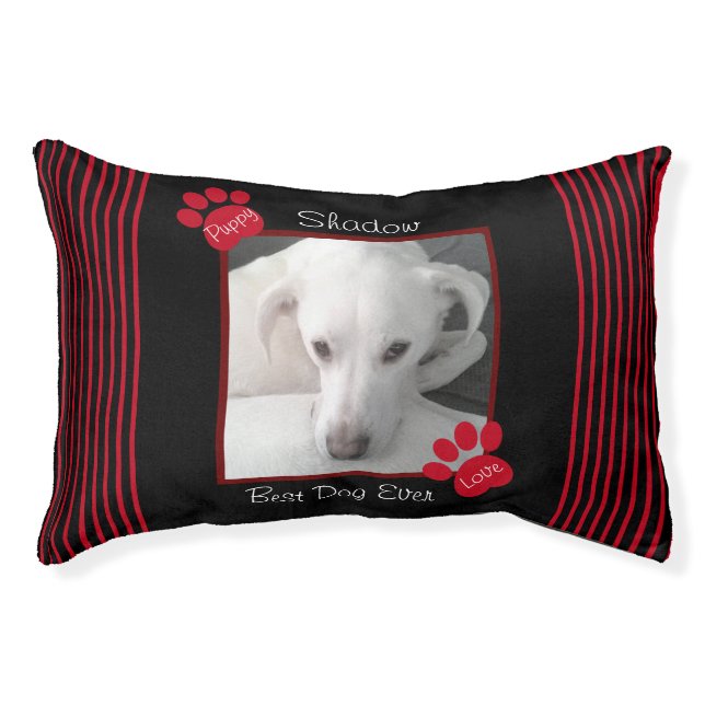 Cute Black and Red Custom Photo Puppy Dog  Pet Bed (Front)