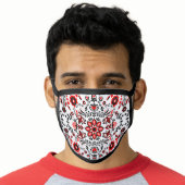 Cute Black And Red Floral Scandinavian Bandanna Face Mask (Worn Him)