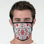 Cute Black And Red Floral Scandinavian Bandanna Face Mask (Worn Him)