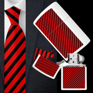 Cute Black And Red Striped Pattern Zippo Lighter