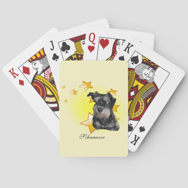 Cute Black and Silver Schnauzer is a Star   Poker Cards (Back)