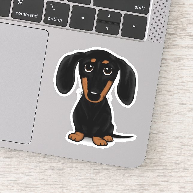 Cute Black and Tan Dachshund Cartoon Dog Sticker (Detail)
