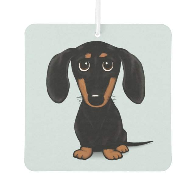 Cute Black and Tan Dachshund | Cartoon Wiener Dog Air Freshener (Front)