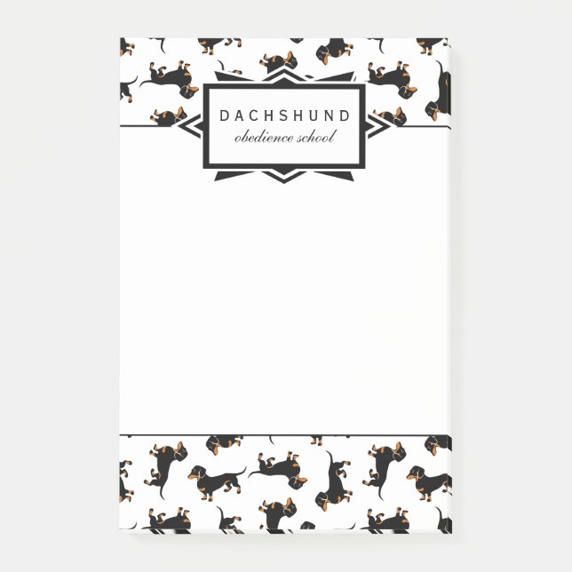 Cute Black and Tan Dachshund Custom Text Post-it Notes (Front)