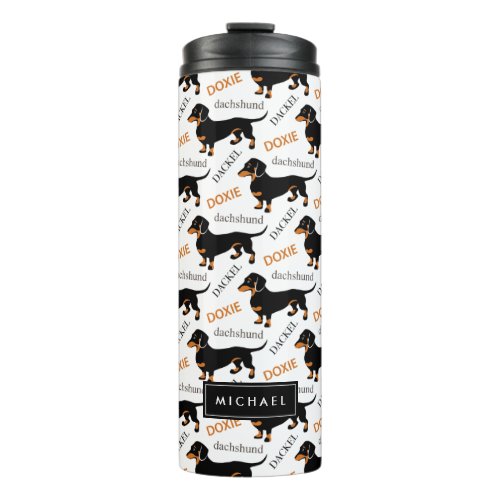 Cute Black and Tan Dachshund Doxie Dog Pattern Thermal Tumbler