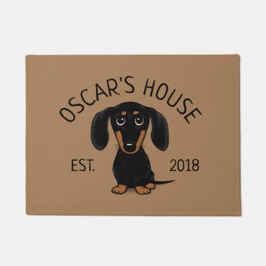 Cute Black And Tan Dachshund Funny Dog Custom Doormat Zazzle Com