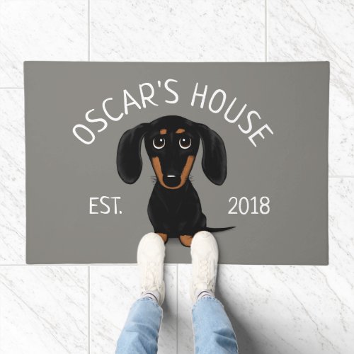 Cute Black and Tan Dachshund Funny Dog Custom Doormat