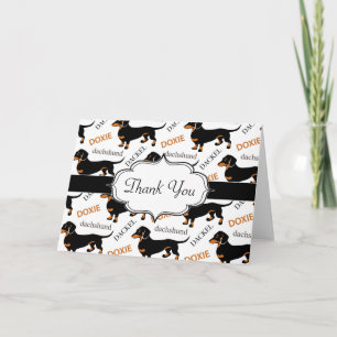 Cute Black and Tan Dachshund Pattern Thank You Card