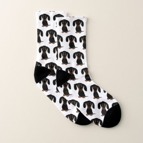 Cute Black and Tan Dachshund Pattern  Wiener Dog Socks