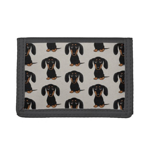 Cute Black and Tan Dachshund Pattern  Wiener Dogs Trifold Wallet