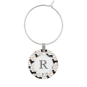 Cute Black and Tan Dachshund Pattern Wine Charm