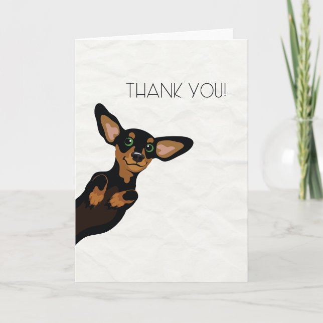 Cute black and tan Dachshund thank you card (Front)