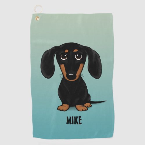 Cute Black and Tan Dachshund Wiener Dog Custom Golf Towel
