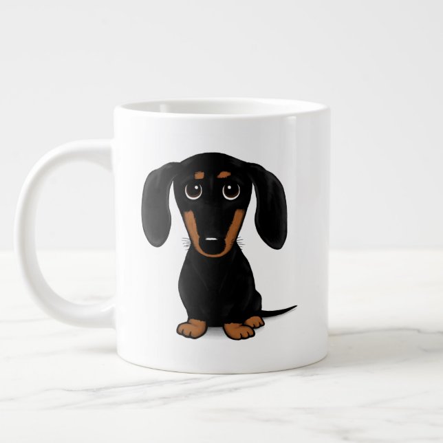 Cute Black and Tan Dachshund | Wiener Dog Giant Coffee Mug (Left)