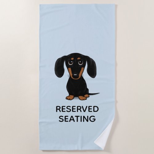 Cute Black and Tan Dachshund with Custom Text Beach Towel