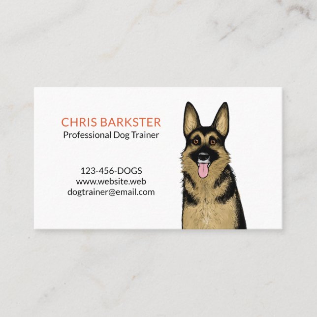 Cute Black and Tan German Shepherd Dog Business Card (Front)