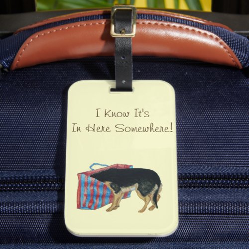 Cute black and tan nosey dog fun luggage tag