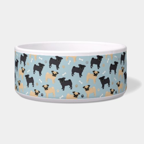 Cute Black and Tan Pugs Pattern Bowl