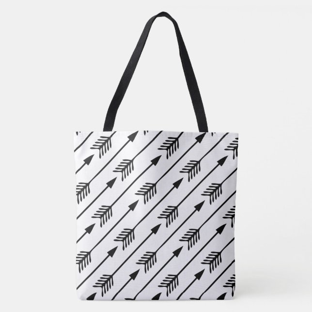 Cute Black and White Arrows Pattern Tote Bag (Front)