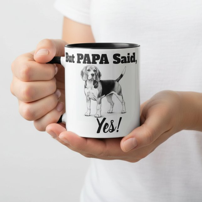 Cute Black and White Beagles Mug/ typography Mug (Creator Uploaded)