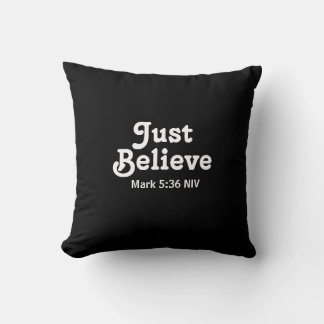 Cute Black and White Believe in Miracles Initial Throw Pillow