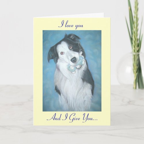 cute black and white border collie dog card