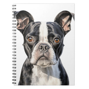 CUTE BLACK AND WHITE BOSTON TERRIER DOG NOTEBOOK