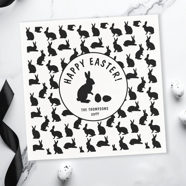 Cute Black And White Bunnies Modern Easter Napkins (Creator Uploaded)