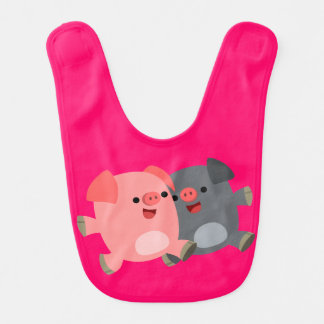 Cute Black and White Cartoon Pigs Baby Bib