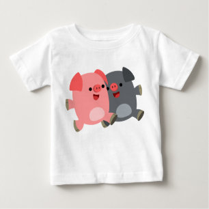 Cute Black and White Cartoon Pigs Baby T-Shirt
