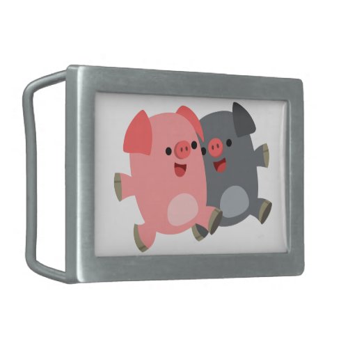 Cute Black and White Cartoon Pigs Belt Buckle