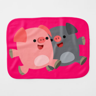 Cute Black and White Cartoon Pigs Burp Cloth
