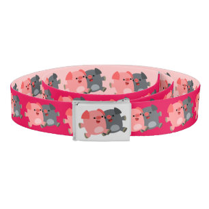Cute Black and White Cartoon Pigs Casual Belt