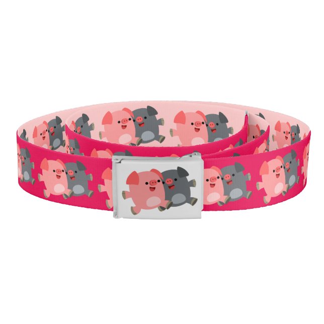Cute Black and White Cartoon Pigs Casual Belt (Coil)