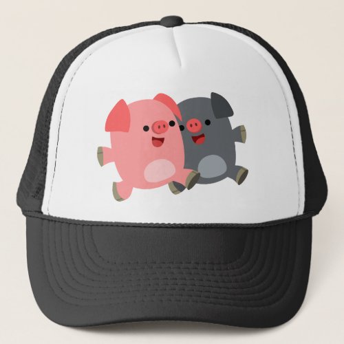 Cute Black and White Cartoon Pigs Hat