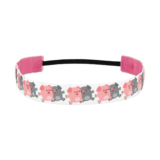 Cute Black and White Cartoon Pigs Headband (Front)