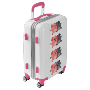 Cute Black and White Cartoon Pigs Luggage