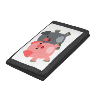 Cute Black and White Cartoon Pigs Wallet