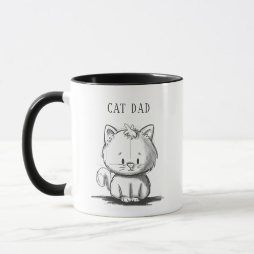 Cute Black and White Cat Dad  Mug