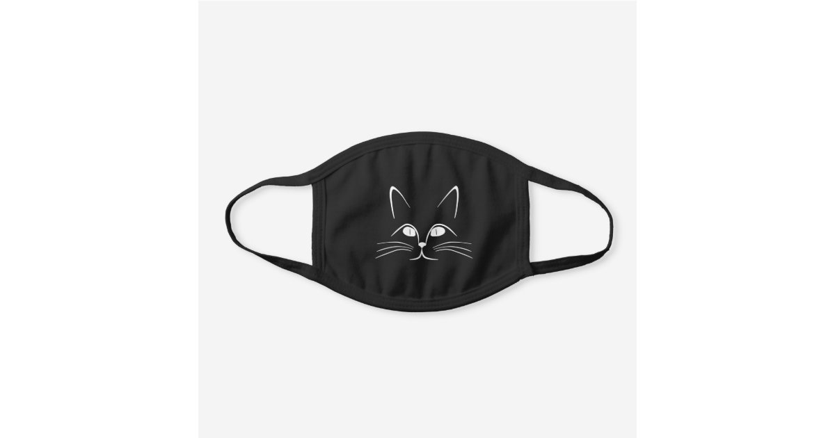Cute Black And White Cat Face Black Cotton Face Mask Zazzle Com