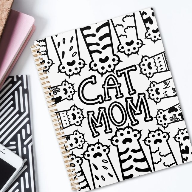 Cute Black and white cat mom with cat paws Planner (Creator Uploaded)