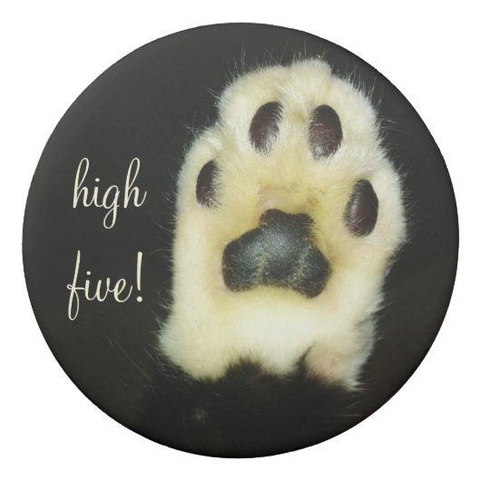 Cute Black and White Cat Paw Add Your Name/Text Eraser (Front)