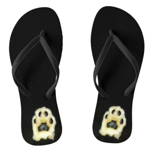 Cute Black and White Cat Paws Flip Flops