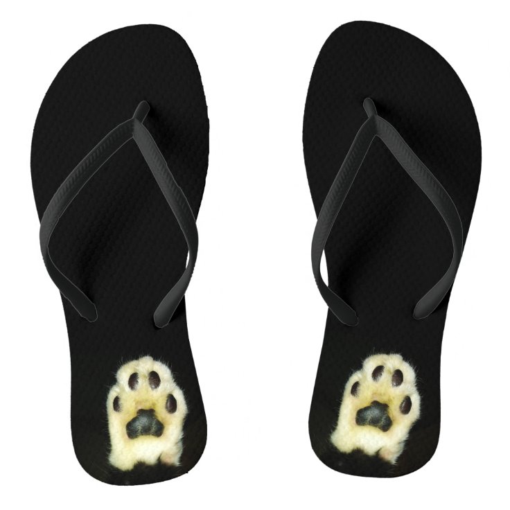 Cute Black and White Cat Paws Flip Flops Zazzle