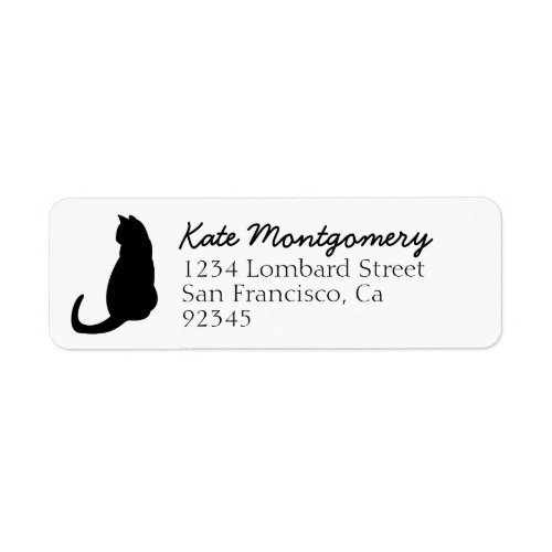 Cute Black and White Cat Return Address Label