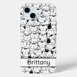 Cute Black And White Cats iPhone 15 Plus Case