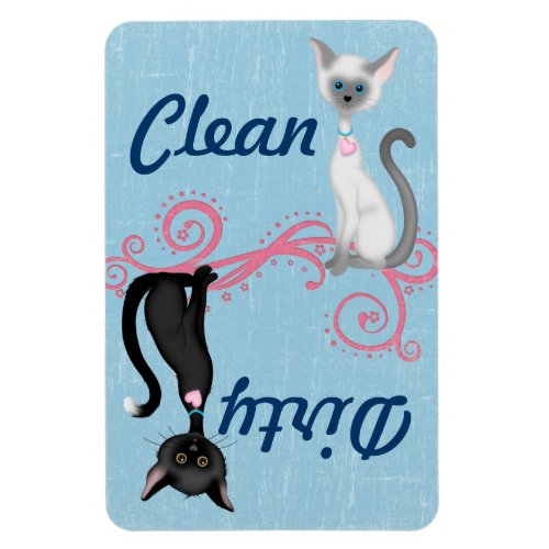 Cute Black and White Cats Clean Dirty Dishwasher Magnet