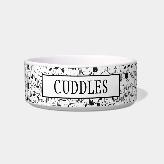Cute Black And White Cats Personalized Bowl (Front)