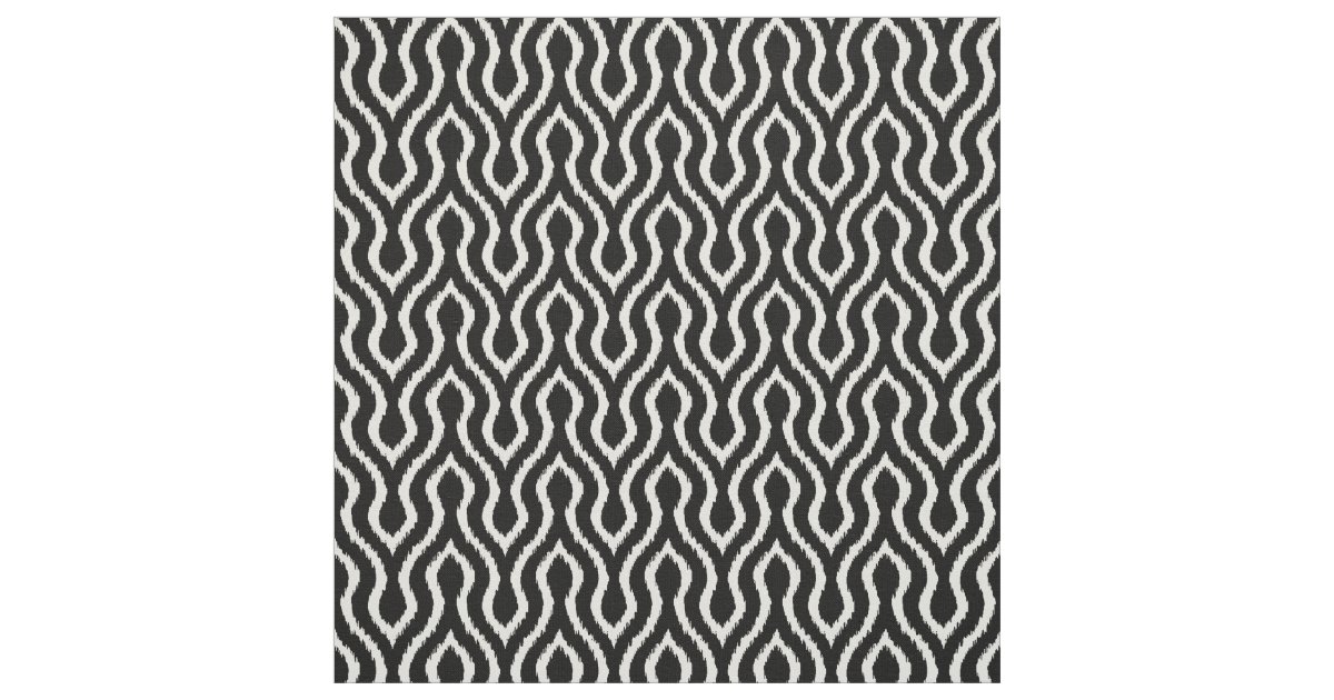Cute black and white chevron ikat pattern fabric | Zazzle